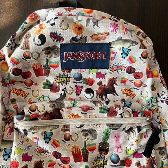 JanSport SuperBreak Backpack Multicolor Sticker Collage Print Retro Icons 16.7" - Picture 5 of 5